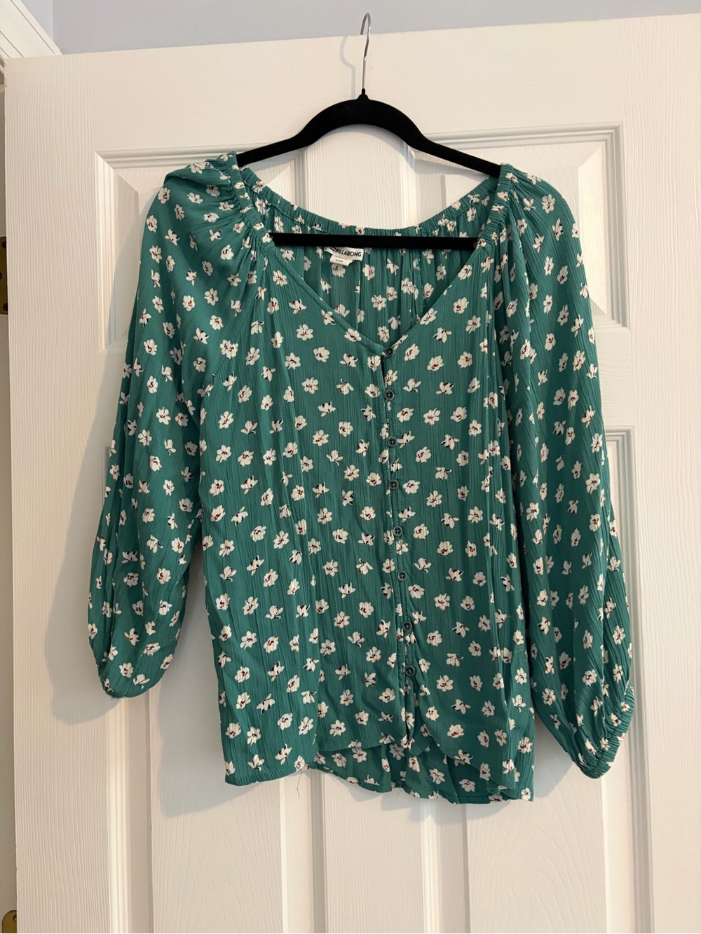 Billabong green Floral Peasant Blouse